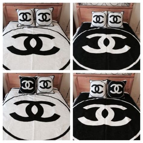 black and white chanel throw blanket|chanel pillows for bed.